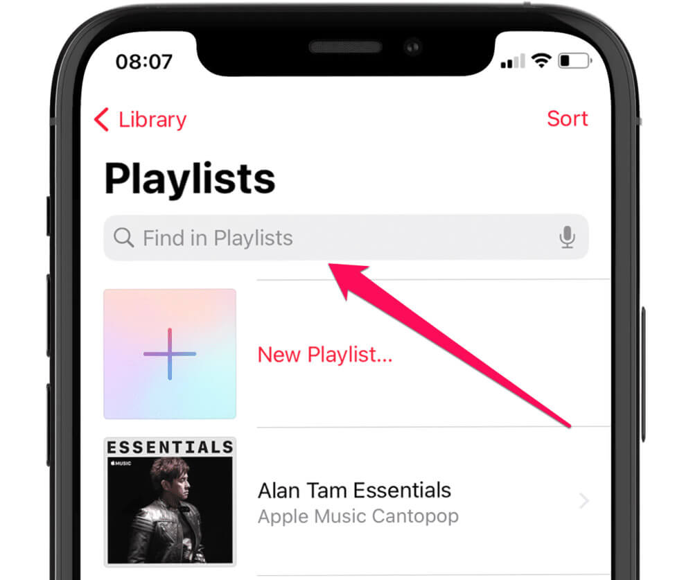 جستجو در برنامه موزیک iOS