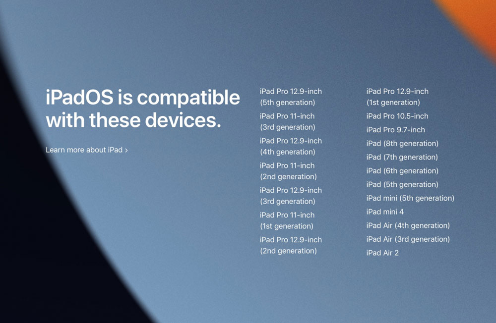 آیپد های سازگار با iPadOS 15