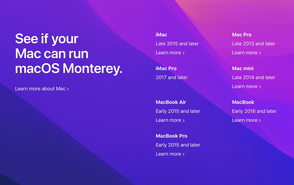مک های سازگار با macOS 12 Monterey