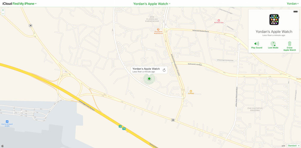 مشاهده ساعت اپل روی نقشه