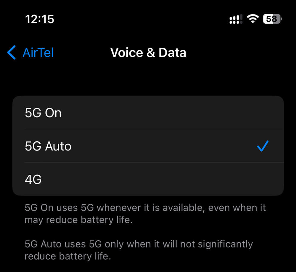 5G در iOS 16.2